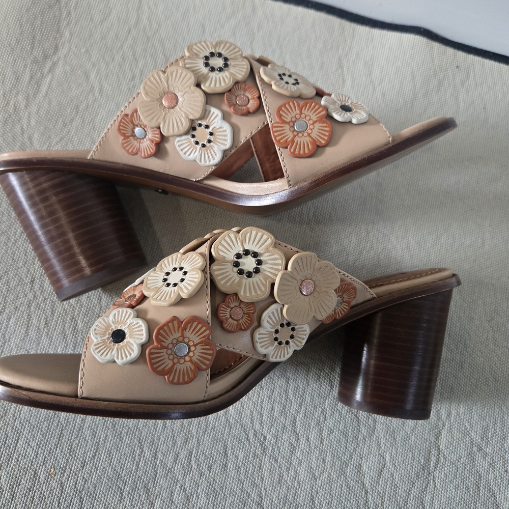 COACH Tea Rose Heeled Sandals - Picture 6 of 9